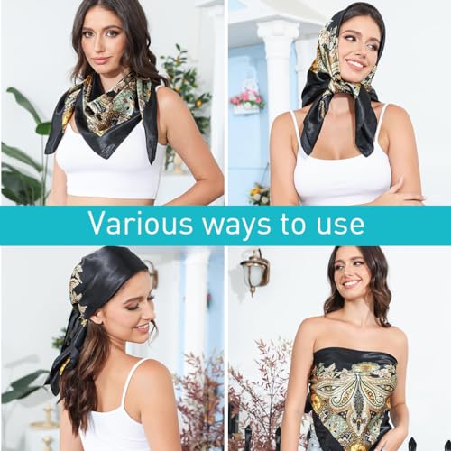 PALAY® 3Pcs Silk Scarf for Women Stylish Satin Neck Head Scarf for Women Summer Bandanas for Women Fashion Print Silk Scarves for Women 35 In Square Scarves for Women Gift Comfy Beach Hair Scarf X3 PALAY® 3Pcs Silk Scarf for Women Stylish Satin Neck Head Scarf for Women Summer Bandanas for Women Fashion Print Silk Scarves for Women 35 In Square Scarves for Women Gift Comfy Beach Hair Scarf X3